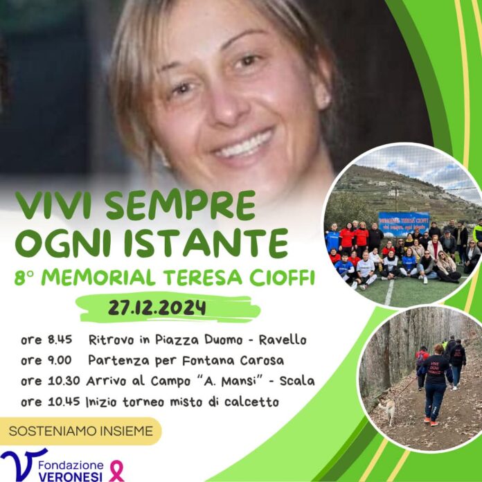 Ravello e Amalfi: "Vivi Sempre, Ogni Istante - Ottavo Memorial Teresa Cioffi". Raccolta fondi per le neoplasie femminili