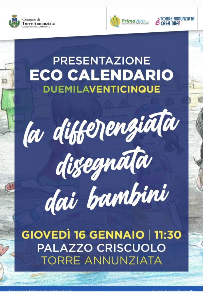 Raccolta differenziata, l’Ecocalendario 2025 con i disegni dei bambini. Mostra a Palazzo Criscuolo