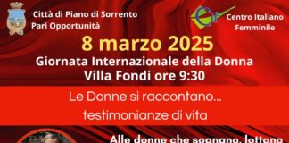 Piano di Sorrento: otto marzo, a Villa Fondi l’evento “Le donne si raccontano… testimonianze di vita”