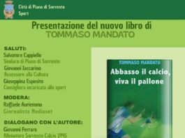 Piano di Sorrento, rinviata la presentazione del libro "Abbasso il calcio, viva il pallone" di Tommaso Mandato