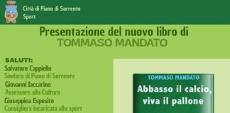 Piano di Sorrento, rinviata la presentazione del libro "Abbasso il calcio, viva il pallone" di Tommaso Mandato