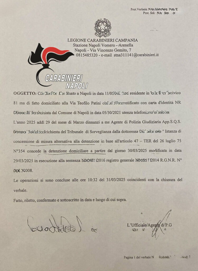Napoli, inventa falsa detenzione domiciliare per evitare lo sfratto: 74enne denunciato dai Carabinieri