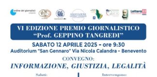 Benevento apre il sipario della VI edizione del Premio Giornalistico "Prof. Geppino Tangredi"
