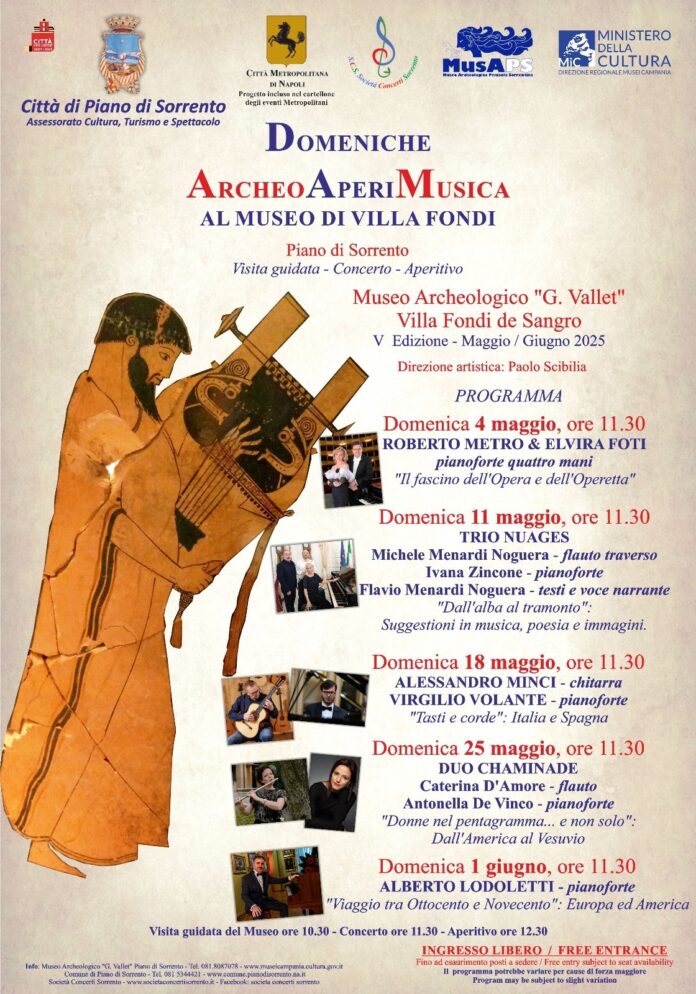 Visita al museo Vallet, concerto e aperitivo: a Villa Fondi torna “ArcheoAperiMusica”, le domeniche di maggio tra cultura e musica