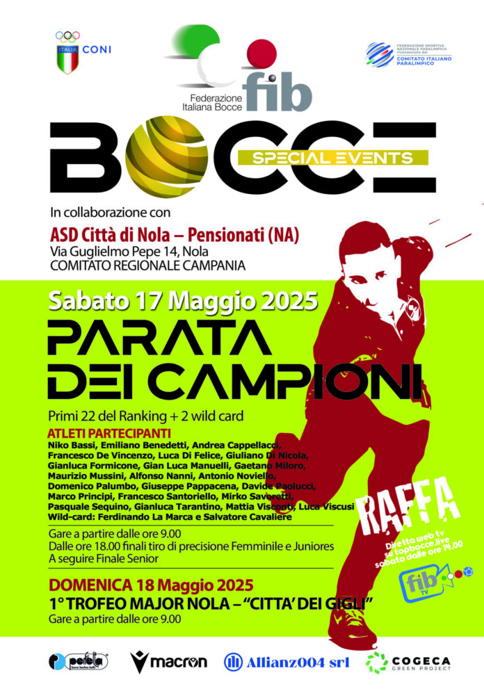 A Nola il grande spettacolo delle bocce: i migliori atleti si sfidano nel 1° Trofeo Major “Città dei Gigli”