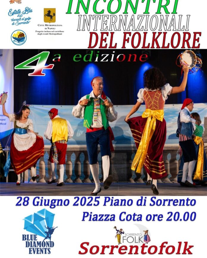 Piano di Sorrento, tornano gli Incontri Internazionali del Folklore: appuntamento sabato 28 giugno in piazza Cota