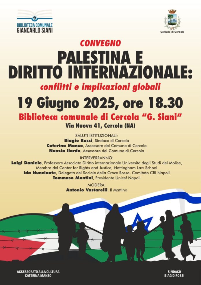 Cercola, convegno su “Palestina e diritto internazionale” alla Biblioteca Giancarlo Siani
