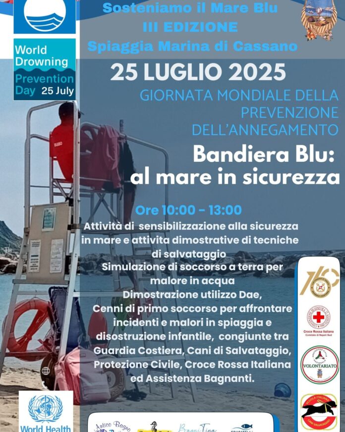 Piano di Sorrento: evento a Marina di Cassano per la Giornata mondiale della prevenzione dell’annegamento