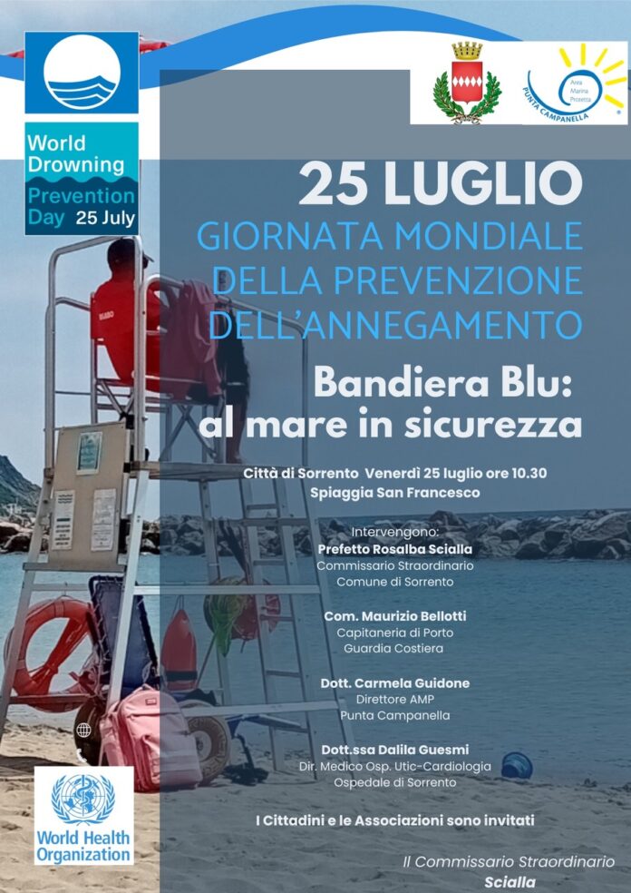 Sorrento partecipa alla Giornata mondiale della prevenzione dell’annegamento: informazione e sicurezza al centro dell’evento