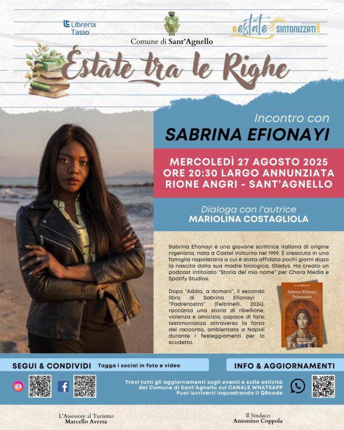 Sant'Agnello, l’incontro con la scrittrice Sabrina Efionayi Sant'Agnello, l’incontro con la scrittrice Sabrina Efionayi