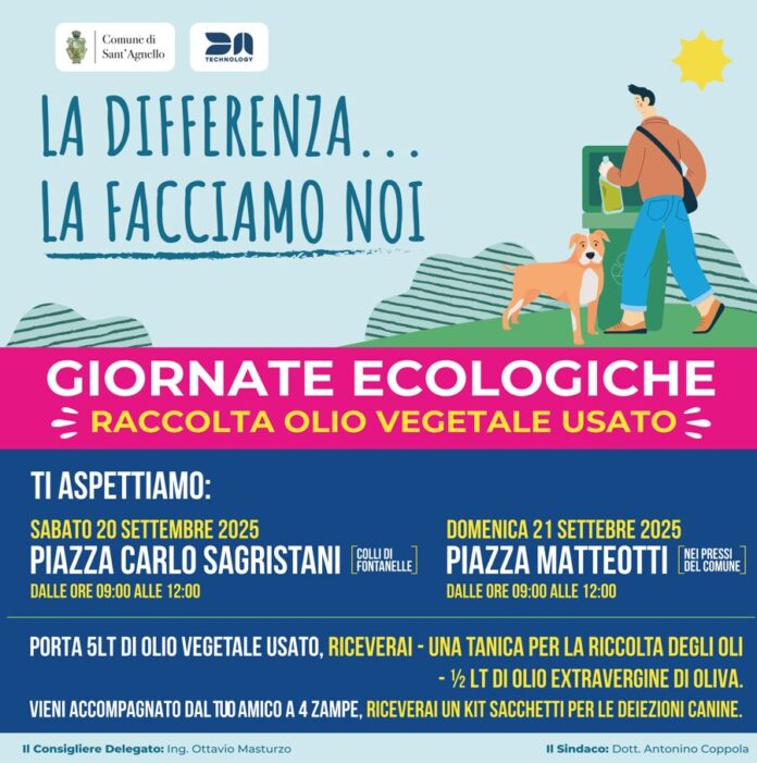 Sant’Agnello, tornano le giornate ecologiche: olio usato in cambio di extravergine