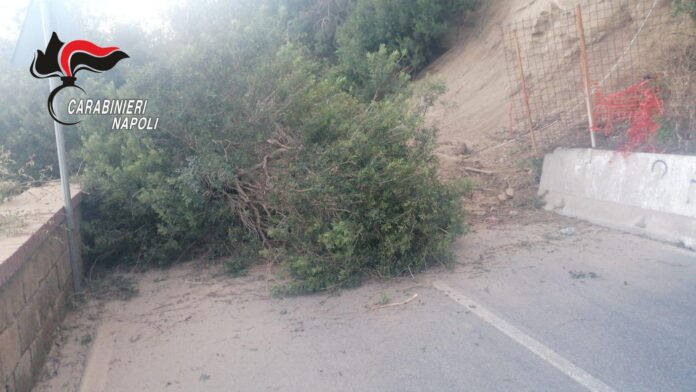 Bacoli, frana a via Scalandrone: strada invasa da detriti e pali elettrici, traffico bloccato