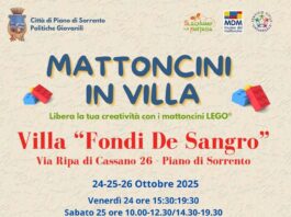 Piano di Sorrento, torna “Mattoncini in Villa”: quattro giorni di creatività e divertimento a Villa Fondi