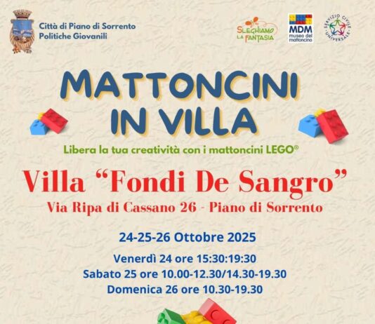 Piano di Sorrento, torna “Mattoncini in Villa”: quattro giorni di creatività e divertimento a Villa Fondi