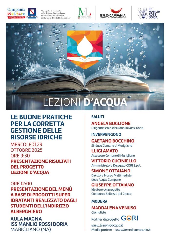 Lezioni d’Acqua, si chiude il progetto che vede protagonisti Terre di Campania e il Rossi Doria Lezioni d’Acqua, si chiude il progetto che vede protagonisti Terre di Campania e il Rossi Doria