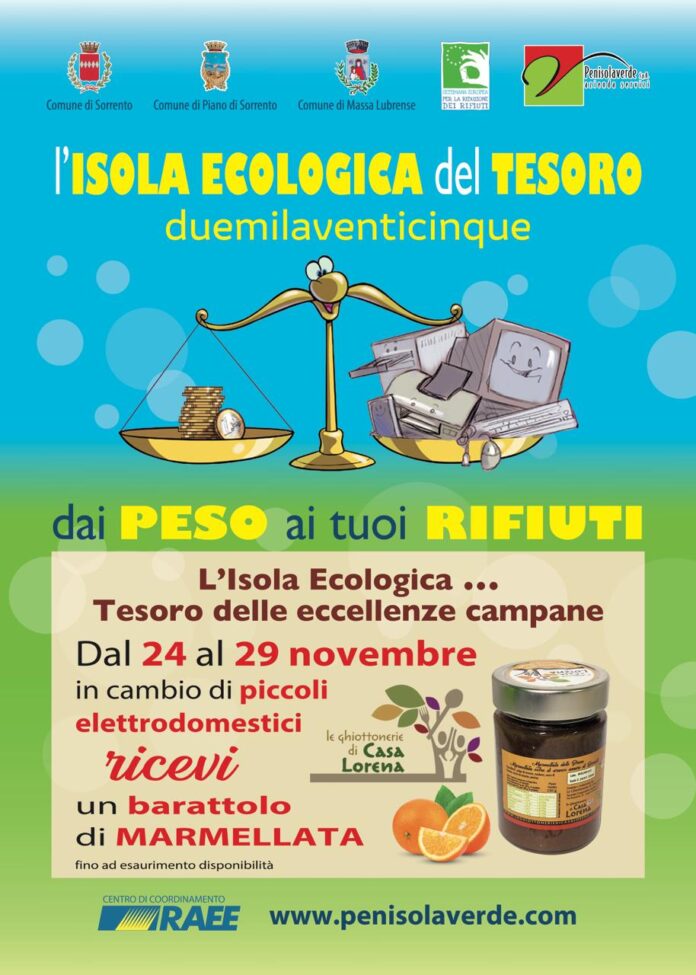 Sorrento, torna l’Isola Ecologica del Tesoro: marmellata in cambio di piccoli elettrodomestici