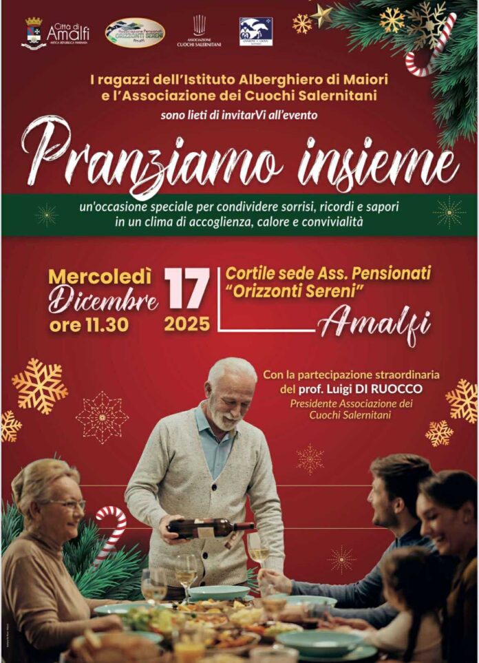 Amalfi, il pranzo di Natale per gli anziani preparato dagli studenti dell’Alberghiero