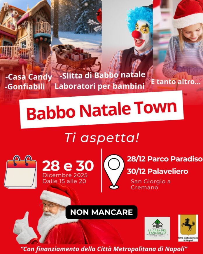 San Giorgio a Cremano, il centro si trasforma con “Babbo Natale Town”: due giorni di eventi tra magia e spettacoli