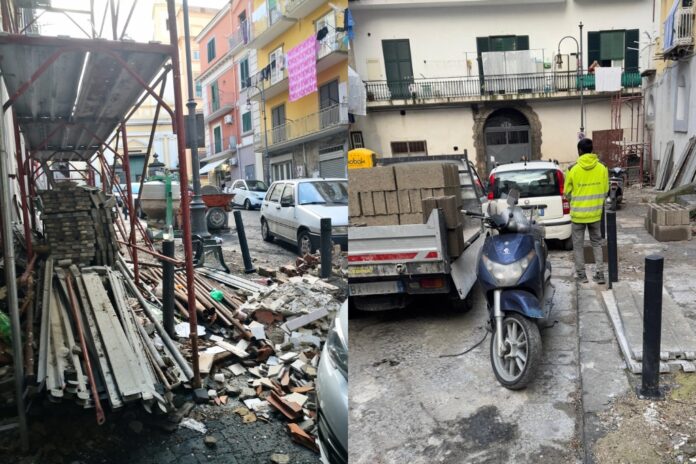 Castellammare, cantiere irregolare nel centro antico: scattano sanzioni e sequestro di un autocarro