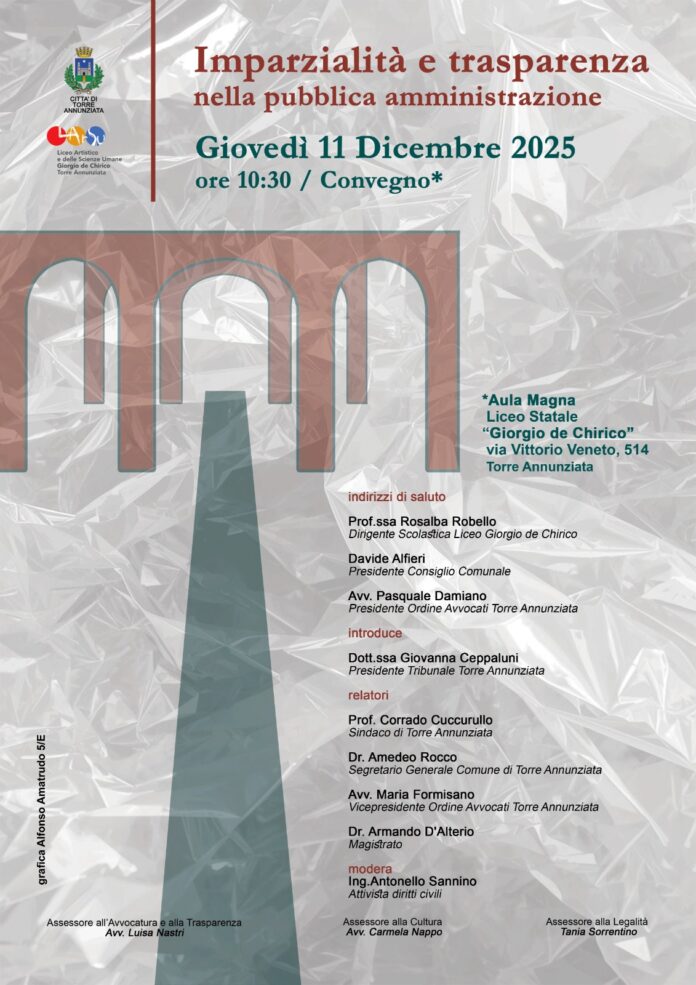 Torre Annunziata, al Liceo Artistico “De Chirico” il convegno su Imparzialità e Trasparenza nella Pubblica Amministrazione