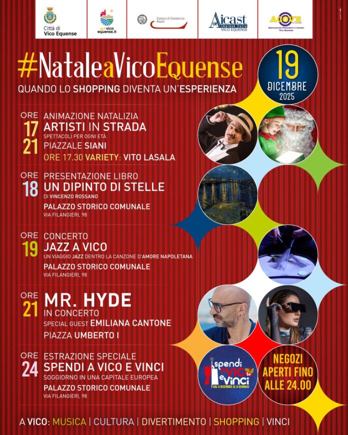 Natale a Vico Equense, quando lo shopping diventa esperienza: il 19 dicembre grande festa nelle strade della città