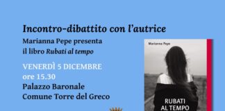 Torre del Greco, presentazione del libro “Rubati al tempo” di Marianna Pepe al Palazzo Baronale