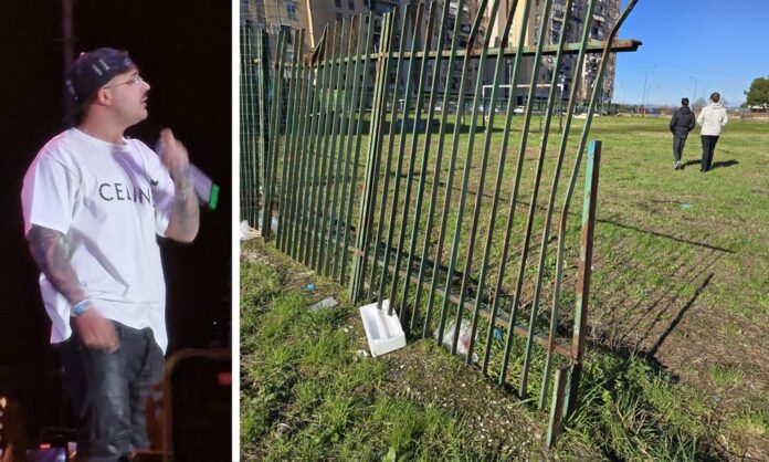 Scampia, Geolier riqualifica il campetto del Lotto G: i bambini lo chiameranno “Geolier Stadium”