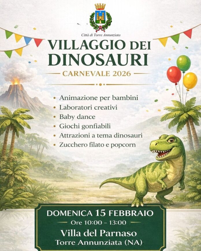 Torre Annunziata, Carnevale 2026: due eventi per bambini e famiglie tra Villa del Parnaso e Rovigliano