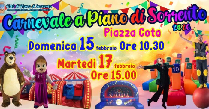 Carnevale a Piano di Sorrento 2026: due giorni di festa in Piazza Cota