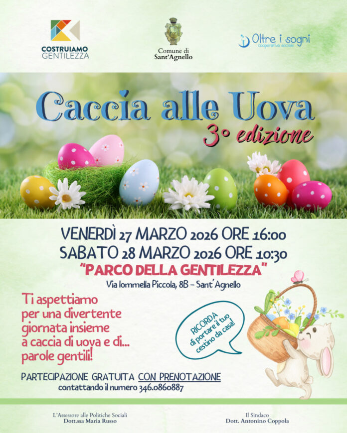 A Sant’Agnello torna la “Caccia alle Uova”: due appuntamenti al Parco della Gentilezza