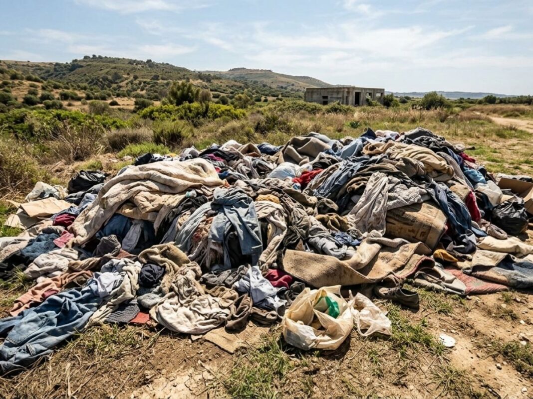 Rifiuti tessili all'aperto