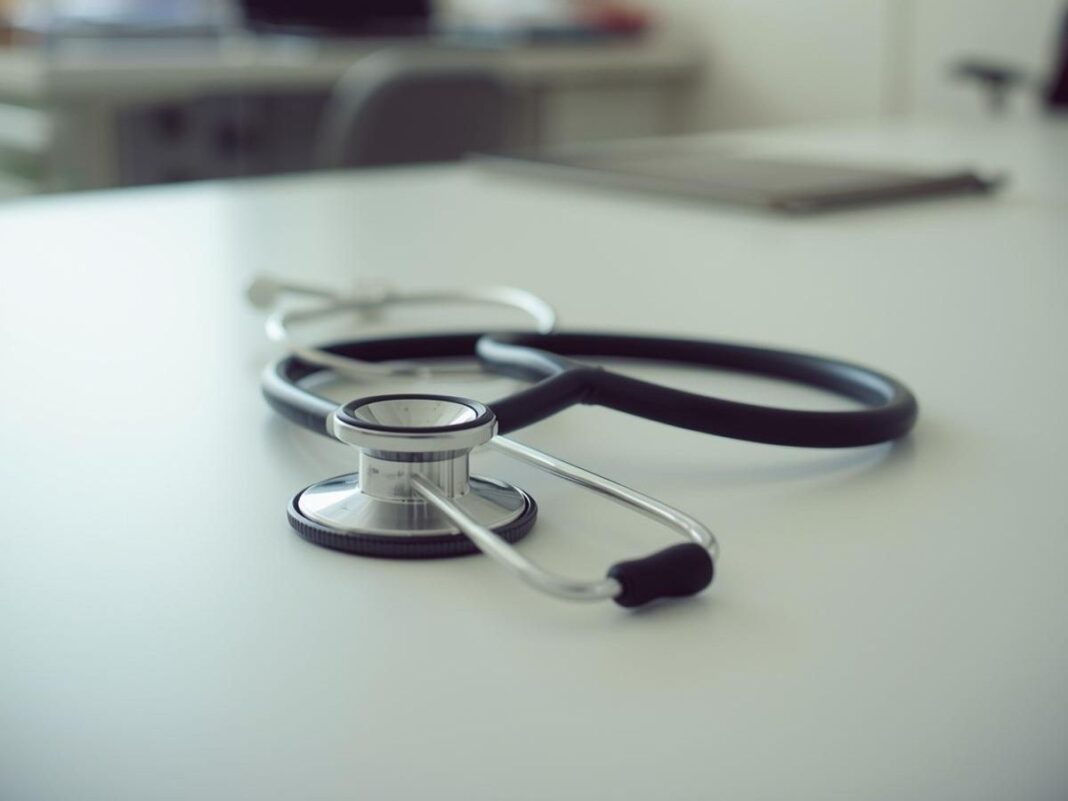 Stetoscopio su scrivania vuota Stetoscopio su scrivania vuota